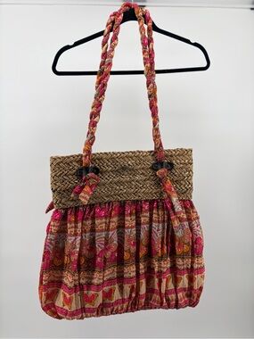 Cappelli Straworld Shoulder Women's Large Tote Bag Pink Orange Floral Beach